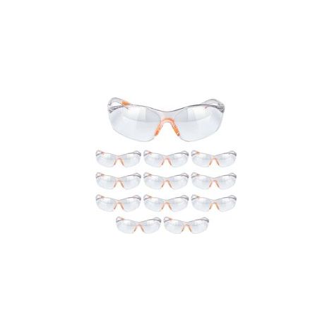 Lunette de Protection Travail - Lot 12x Lunettes de Sécurité Transparente avec Verres en Plastique - Lunette Protection Bricolage Poussiere Chimie Lycée Laboratoire Homme (1/5)
