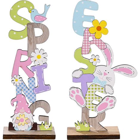 Stück Osterdekorationen: Holzhase mit aufgedruckten Buchstaben, Bastelornament für Tisch, Party, Geschenk für Kinder