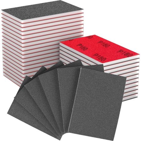 Schleifschwamm 32 Stück 100x70mm Schleifpads Holz Metall Körnung 180 (1/5)
