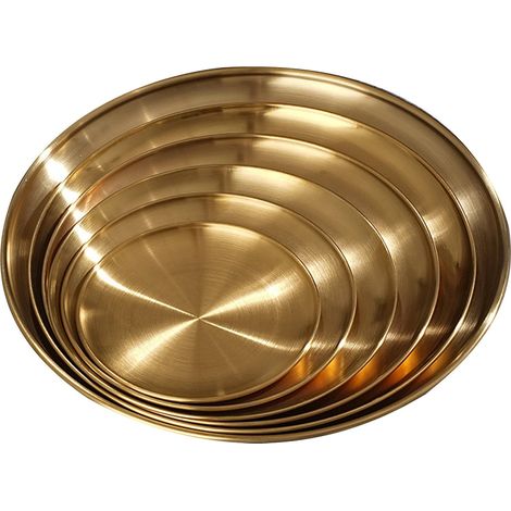Assiette En Acier Inoxydable - Lot De 6 Assiettes Rondes - 304 Acier Inoxydable Poli - Pour Cuisine Maison Camping Extérieur Barbecue Pizza Steak Apéritif - Dimensions Variées (1/5)