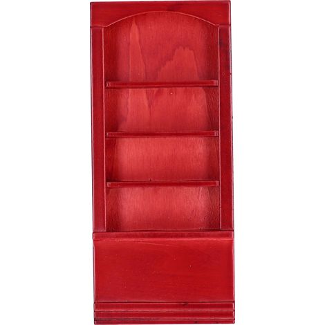 Étagère miniature en bois 1:12 pour maison de poupée, modèle de meuble jouet couleur acajou (1/5)