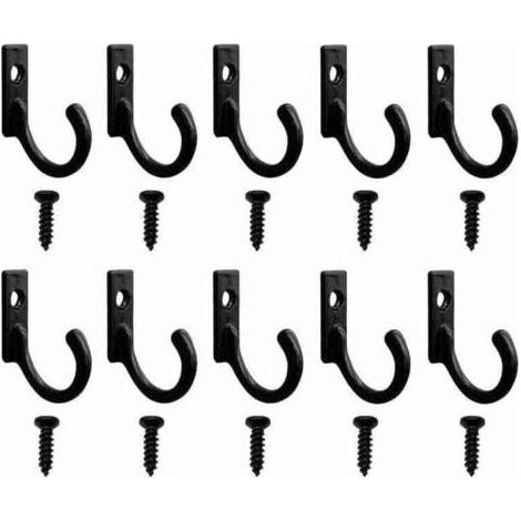 Kleiderhaken, Vintage-Haken, Mini-Kleiderbügel, Zinklegierungsmaterial, einfacher Vintage-Haken, einzelne Wandhaken, schwarz, 10 Stück. (1/5)