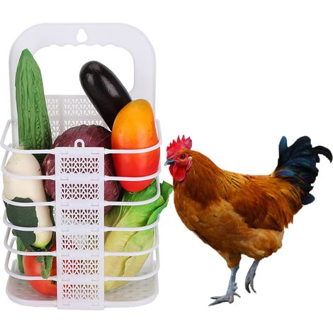 Panier à légumes et fruits pliable pour poules, jouet suspendu pour l'apprentissage de l'alimentation, idéal pour la recherche de nourriture et l'alimentation. (1/5)