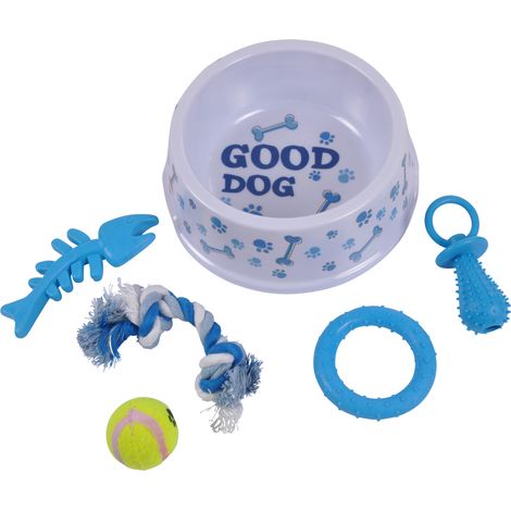Kit chiot gamelle et jouet bleu (1/2)