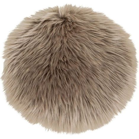 Coussin de siège rond en peau d'agneau artificielle marron grise Ø 35 cm