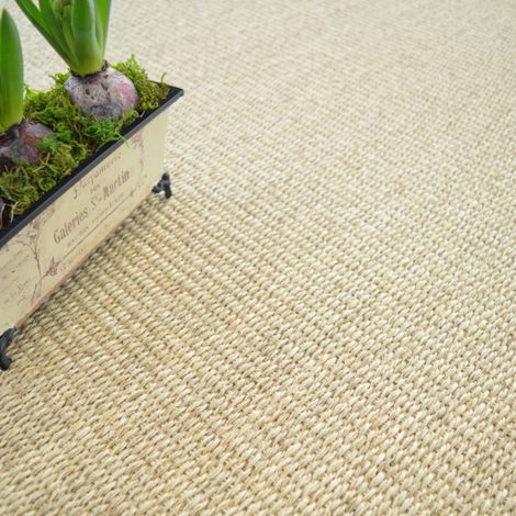 Décoweb – Moquette de sol en rouleau sisal Quintana blanchi 4m x 1m – Antistatique – Pose collée – Compatible chauffage au sol basse température (1/5)