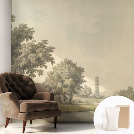 Fototapete Tapete Vliestapete mit Kleber - trendige Wanddeko - Schlafzimmer - Wohnzimmer Ein ruhiger Park 250x250 cm (1/5)