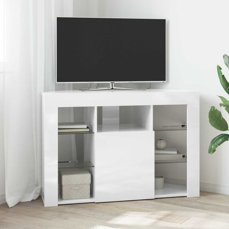 Eck-LED-TV-Schrank Hochglanz Weiß 100x40x68cm Holzwerkstoff (1/5)