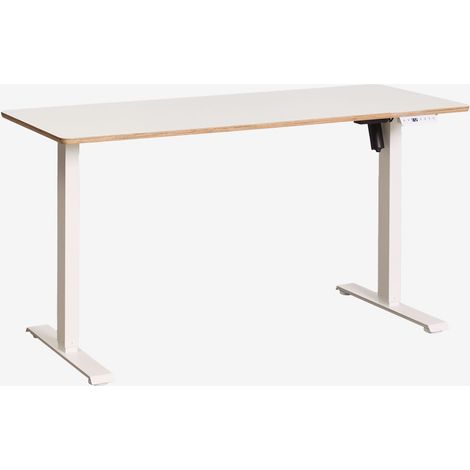 SKLUM Elektrisch höhenverstellbarer rechteckiger Schreibtisch mit Speicherfunktion aus Holz und Eisen Serpi  &x2194&xFE0E 140 cm            Weißholz                     