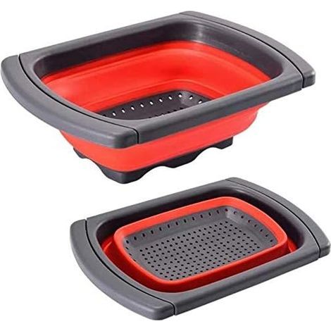 Passoire Pliante - 3 8 L - Poignées Réglables 39 À 61 Cm - Profondeur Réglable 4 3 À 12 2 Cm - Pour Évier Cuisine - 1 Pièce (1/5)