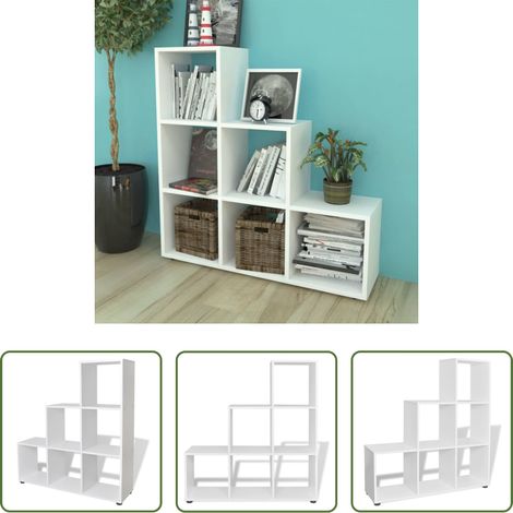 vidaXL Bücherregal Weiß -  Treppenregal Bücherregal 107 cm Weiß (1/5)