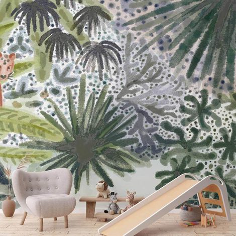Papier peint artgeist tropical aquarelle 350x245 cm couleurs vives