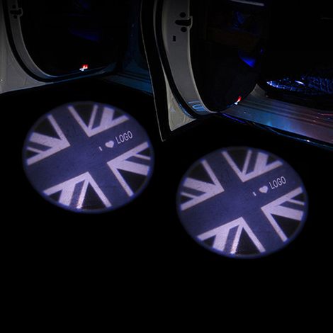 (Lot de 2 éclairages de porte - LOGO 2) Projecteur LED pour portières de voiture, compatible avec MINI Cooper One S R55 R56 R60 F55 F56 Countryman Clubman. Éclairage décoratif pour véhicules neufs. (1/4)