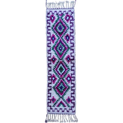 Authentique tapis berbère 65x240 crème et rose BENI OUARAIN DI (1/3)