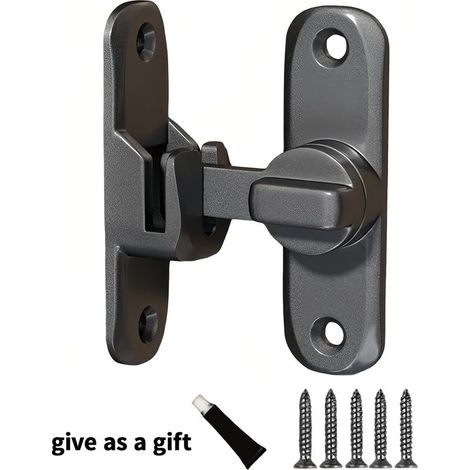 Verrou de porte de grange gris 90/180 degrés, petit loquet de porte coulissante pour portes coulissantes, loquet de sécurité pour armoire, grange, salle de bain, jardin (simple) (1/5)