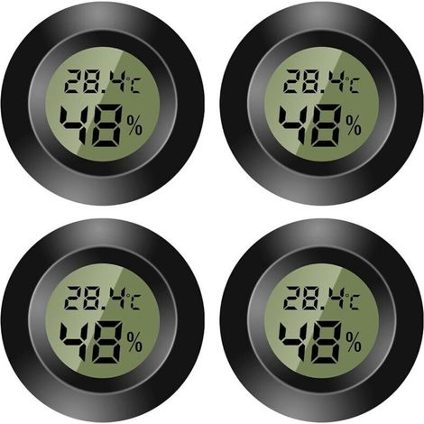Mini digital thermometer and hygrometer with LCD screen for indoor and outdoor use. Humidity meter for humidifiers, cellars, and baby rooms. Fahrenheit or Celsius. (1/4)