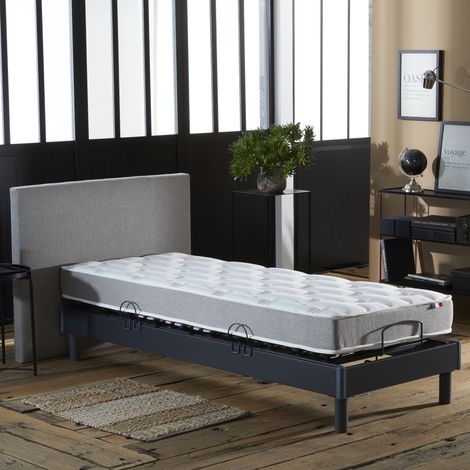 Ensemble lit électrique de relaxation multi lattes + Matelas mousse 35HR 90 x 190 (1/5)