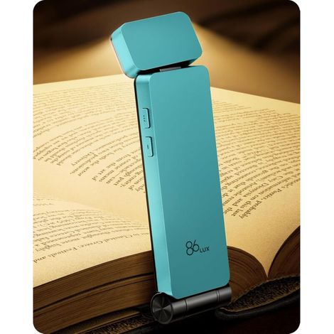 Reading Lamp, Rechargeable Reading Lamp, LED Bookmark Light with 3 Amber Colors and Stepless Dimming for Book Lovers, Children, Cyan (1/5)