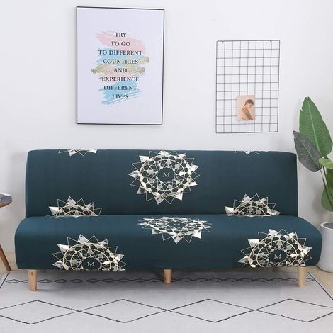 Armless sofa bed cover, polyester spandex sofa cover, non-slip, elastic, foldable, universal, protective cover for furniture (sun) (1/5)