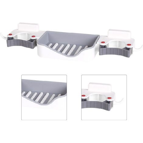 3-in-1 Seifenschale mit Wandhalterung für T-Stück und Abflussrohr, Badezimmerregal, Küchen- und WC-Regal, Weiß, Einheitsgröße (1/5)