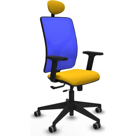 Chaise bureau piqueras y crespo Motilla bleu tissu maille (1/2)