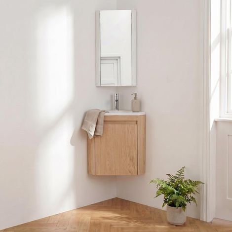 Eck-Handwaschplatz-Set hängend, Becken, Armatur und Spiegelschrank LISA (1/5)