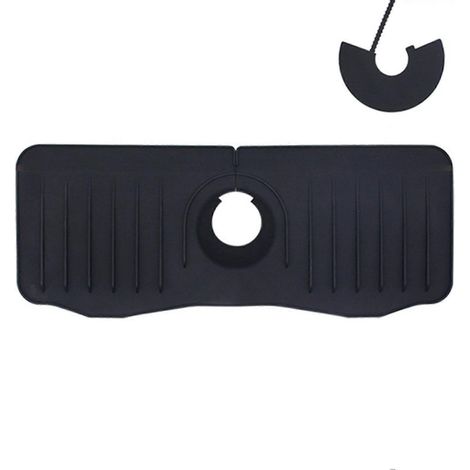 Protection en silicone pour robinet de cuisine, tapis d'égouttage pliable et ajustable, idéal comme cadeau de pendaison de crémaillère ou de fête des mères, noir. (1/5)