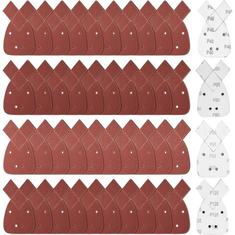 40 piezas de lija triangular, papel de lija de grano 40/60/80/120 para Black & Decker, papel de lija triangular, hojas de lija de madera para lijadora circular (1/5)