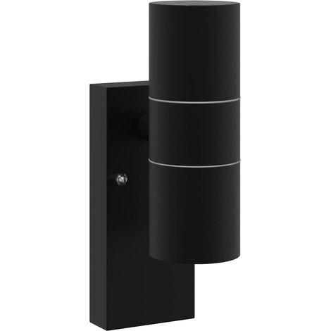 Applique murale extérieure cylindrique design minimaliste 7 x 10 x 22 cm éclairage chaleureux en acier inoxydable noir