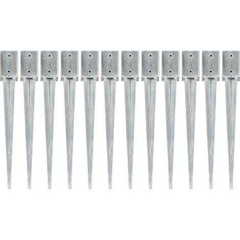 Picas de tierra 12 uds acero galvanizado plateado 9x9x75 cm vidaXL