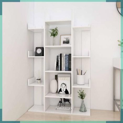 Bibliothèque - 808900 - Blanc - Bois d'ingénierie - 86 x 25,5 x 140 cm (1/5)