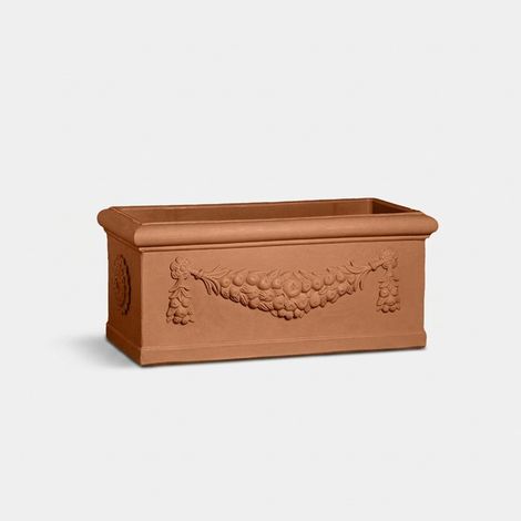 Pot rectangulaire d'extérieur festonné Grande - Rouge (1/3)