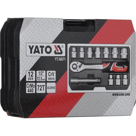 Coffret d'outils 1/2" (12 pièces) YT-38671 YATO (1/5)