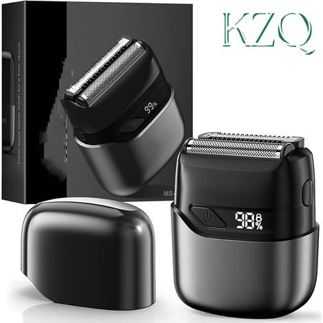 Rasoir Électrique pour Hommes - Mini Rasoir sans Fil à Technologie Micro-Comb et Lames Précises, Étanche IPX7 avec Affichage LED et Charge Rapide -KZQ (1/5)