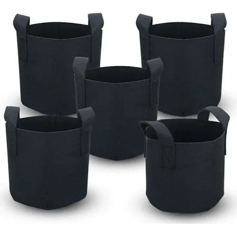 5er-Pack Pflanzsäcke à 20 Liter (5 Gallonen) – 25 x 30 cm – mit Griff – geeignet für Gärten, Gewächshäuser usw. – PflanzsäckeRY,A