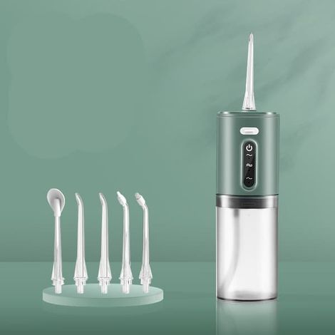 Hydropulseur – Jet dentaire – Hydropulseur électrique sans fil avec 5 réglages de jet dentaire – Nettoyeur de dents rechargeable avec USB (1/5)