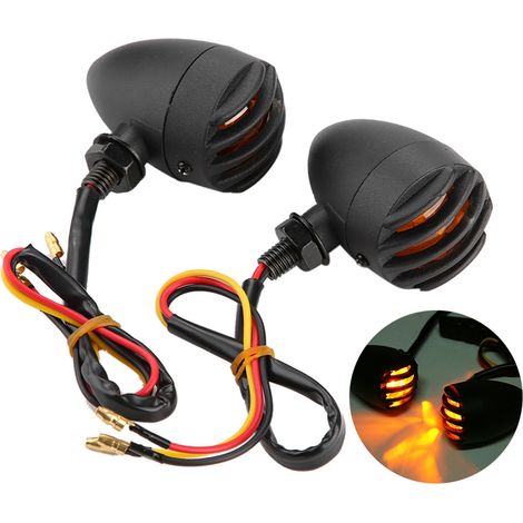 Clignotants Moto Rétro Arrière 2 Pièces Indicateurs Métal Plaqué Feu Stop (1/4)