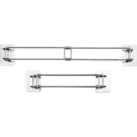 Lot de 2 barres de rangement d'angle pour douche de camping-car - Barre réglable en acier inoxydable argenté (1/5)