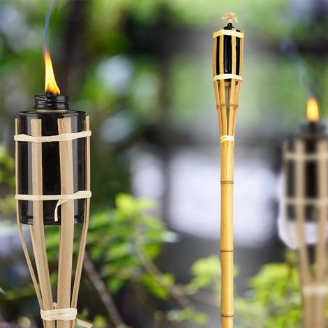 Trade Shop - Fiaccola Bambù Bamboo 90cm Esterno Giardino Luce Torcia Stoppino Bt-a90 Ro000442 (1/3)