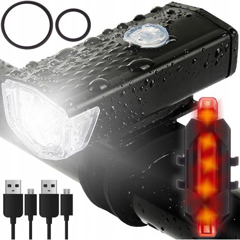 LED-Fahrradbeleuchtung, USB-Anschluss, vorne und hinten, wiederaufladbar (1/5)