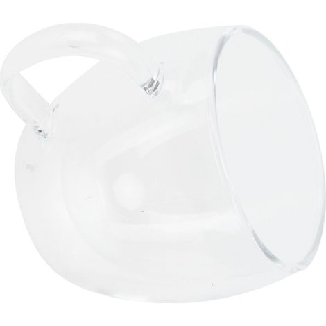 Glasbecher mit Henkel, transparent, doppelwandig, hitzebeständig, für Kaffee, Milch, Tee, Getränke, 150 ml (1/5)