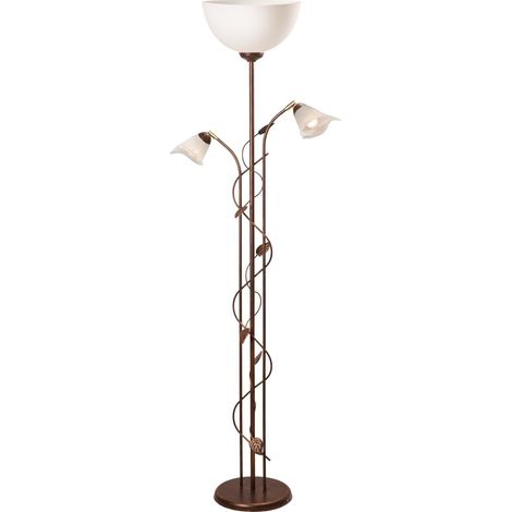 Deckenfluter mit Lesearm 176 cm Shabby Braun antik Floral Wohnzimmer Stehlampe