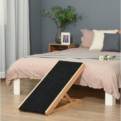 Verstellbare, klappbare Hunderampe aus Kiefernholz, schwarz, 90 x 40 x 61 cm OKMYHOME (1/5)