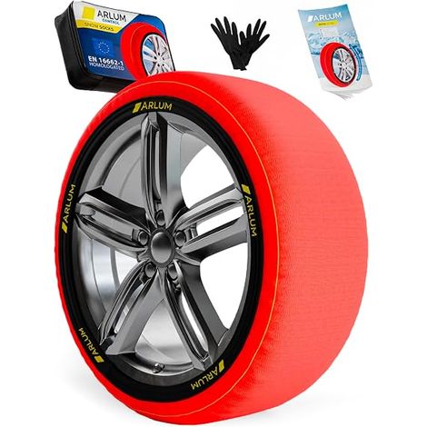 Chaussettes à Neige Textile - Chaussette Neige pour Auto. Snow Sock Taille S pour R13-R17 (Les Mesures pour Les Pneus sont Détaillées à L'intérieur) (S) (1/5)