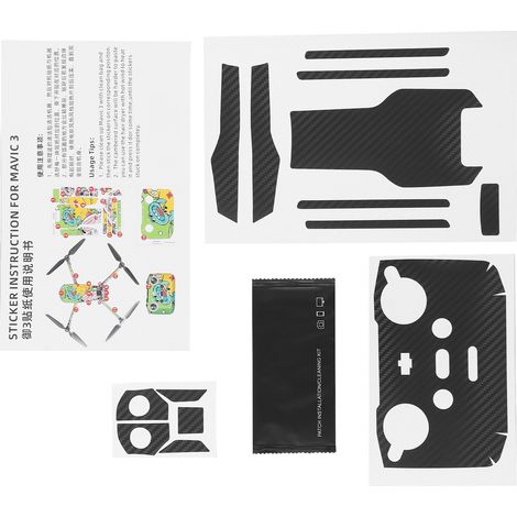 Wasserdichte PVC-Dekoraufkleber für DJI Mavic 3 Drohne, schwarze Kohlefaser, kratzfest (1/5)
