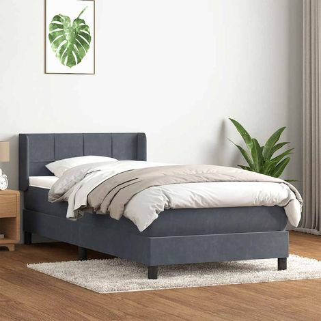 Boxspringbett mit Matratze Dunkelgrau 80x220 cm Samt