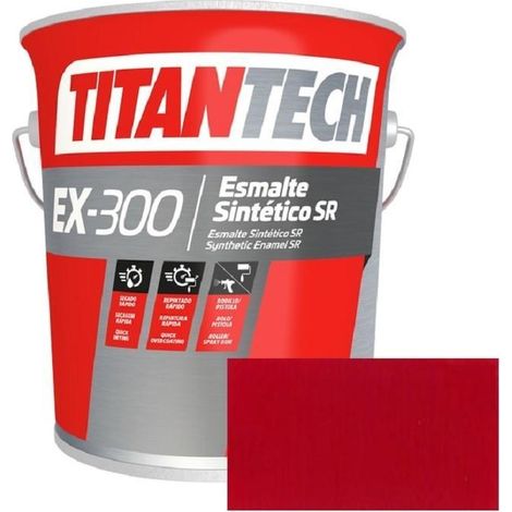 TITAN esmalte s/r ex300 rojo ral-3001 4l titantech , El esmalte rojo RAL-3001 s/r EX300 es un esmalte sintético industrial alquídico de secado rápido, con un