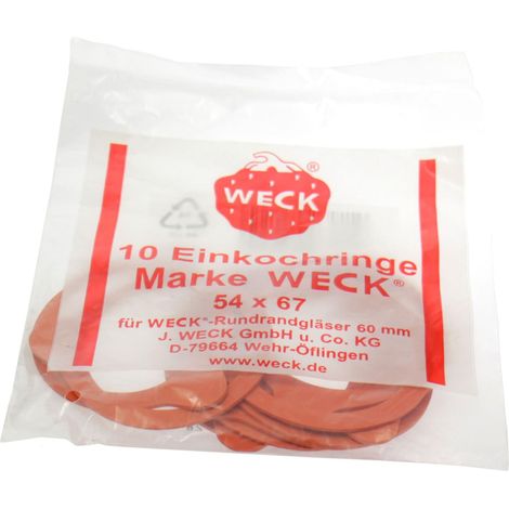 Lot de 10 joints toriques en caoutchouc 54 x 67 mm – Pour bocaux de conservation ronds Ø 60 mm – Fermeture hermétique – Weck (1/5)