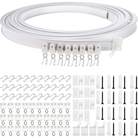 Rail de plafond pliable et incurvé pour rideaux, système de fixation flexible pour rideaux de plafond et fenêtres incurvées, séparateur de lit - 5 mètres (1/5)