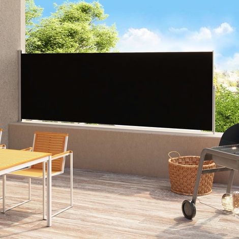 Auvent latéral Store Banne Solaire abri Marquise Brise-soleil rétractable de patio 180x500 cm Noir LKOWF96398 (1/5)